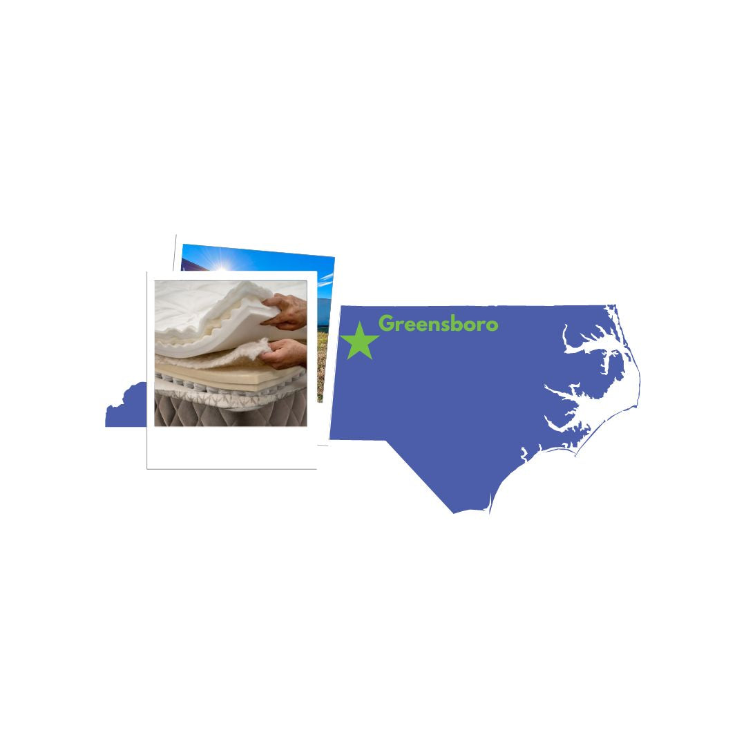 NC State illustration with mattress layer Poloroid photos stacked on top